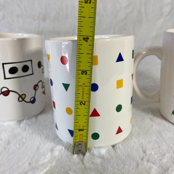 Set of 4 Geometric shape all over print mugs Brazil Star Moon Cats Geo Shapes - Picture 14 of 15
